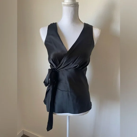 Saks Fifth Avenue | Tops | Saks Fifth Avenue Silk Black Tie Tank Top |  Poshmark